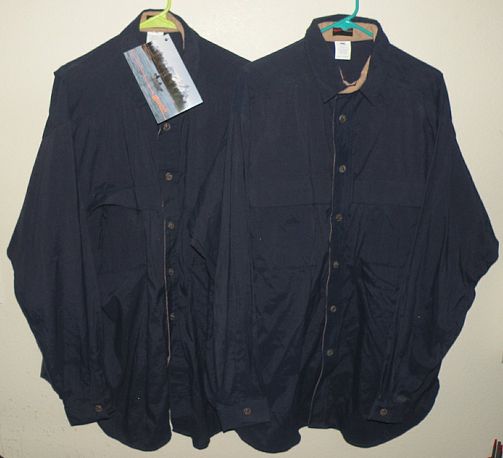 Lot 2 Vtg Simms Men’s XXL LS Nylon Button Fishing Guide Shirts Navy Blue NWT